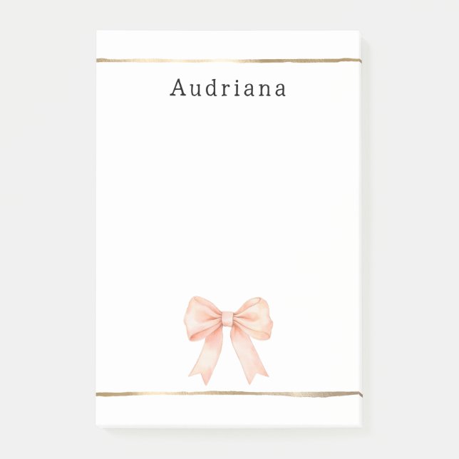 Pretty Peach Bow Personalized  Post-it Klebezettel (Vorderseite)