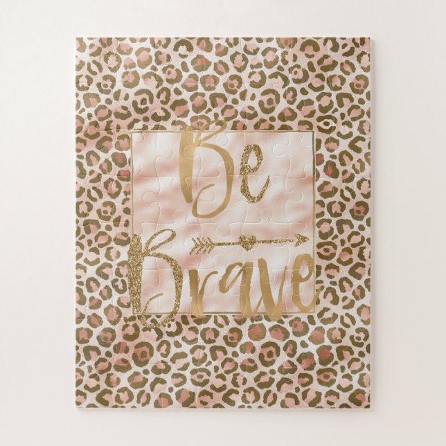 Pretty Peach Brown Leopard Print Be Brave (Vertikal)