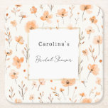 Pretty Peach Floral Bridal Shower Rechteckiger Pappuntersetzer<br><div class="desc">Pretty Peach Floral Bridal Shower</div>