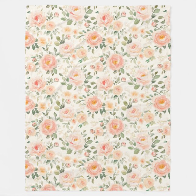 Pretty Peach Flowers   Fleecedecke (Vorderseite)