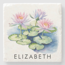 Pretty Personalized Birth Month Flower Custom Name Steinuntersetzer