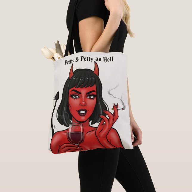 Pretty & Petty as Hell Devil Girl Tote Bag | Gothi (De près)