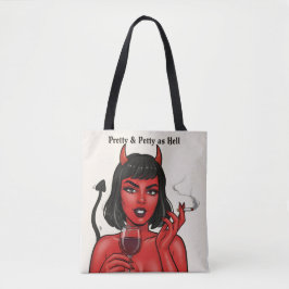 Pretty & Petty as Hell Devil Girl Tote Bag | Gothi Tasche