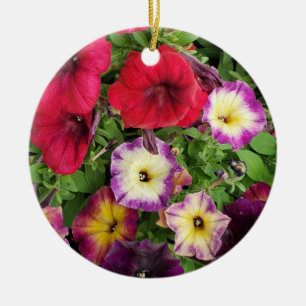 Pretty Petunias Purple and Pink Flowers Christmas Keramik Ornament