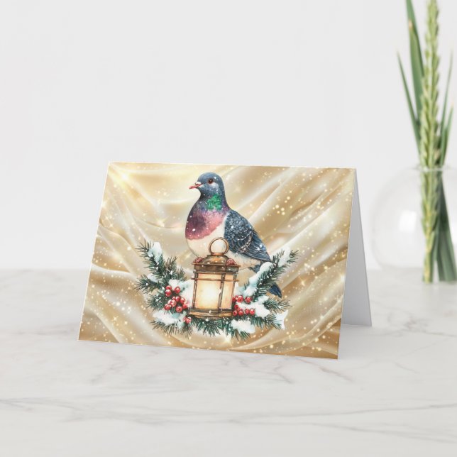 Pretty Pigeon Christmas Feiertagskarte (Vorderseite)