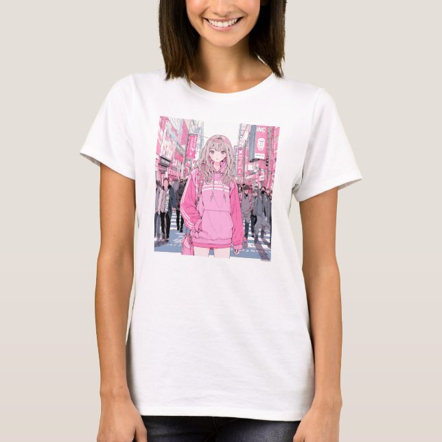 Pretty Pink｜寿司娘 Tシャツ GenerativeAI T-shirt (Vorderseite)