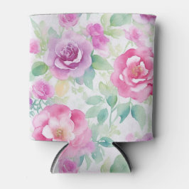 Pretty Pink and Purple Floral Pattern Dosenkühler