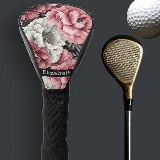 Pretty Pink and White Peony Personalized Golf Headcover