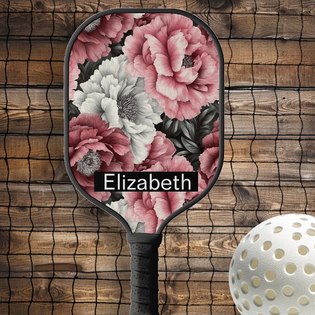 Pretty Pink and White Peony Personalized Pickleball Schläger (Von Creator hochgeladen)