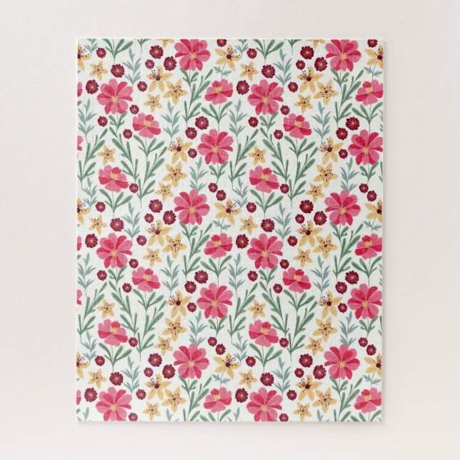 Pretty Pink and Yellow Vintage Floral Pattern (Vertikal)