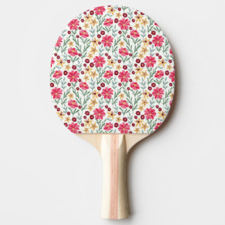 Pretty Pink and Yellow Vintage Floral Pattern Tischtennis Schläger