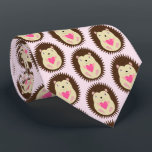 Pretty Pink Baby Girl Hedgehog Patterned Krawatte<br><div class="desc">This awesome patterned tie features a digital art image of a cute brown spiky baby girl hedgehog with pink eyelids holding a pretty pink heart. A great design for celebrating a baby girl. A lovely gift for a Dad to be to reveal the gender of the baby to the Dad...</div>