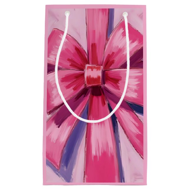 Pretty Pink Bow Ribbon Watercolor Kleine Geschenktüte (Vorderseite)