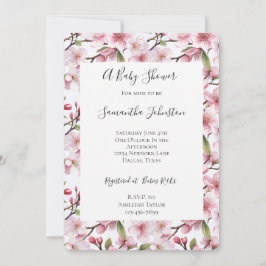 Pretty Pink Cherry Blossom Floral Baby Shower Einladung