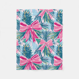 Pretty Pink Coquette Bow And Tree Sprig Pattern Fleecedecke