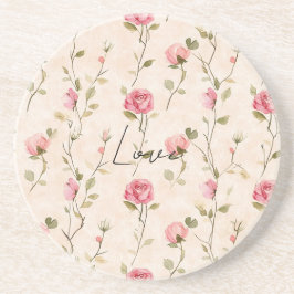 Pretty Pink Cream Roses Floral Bridal Shower Getränkeuntersetzer