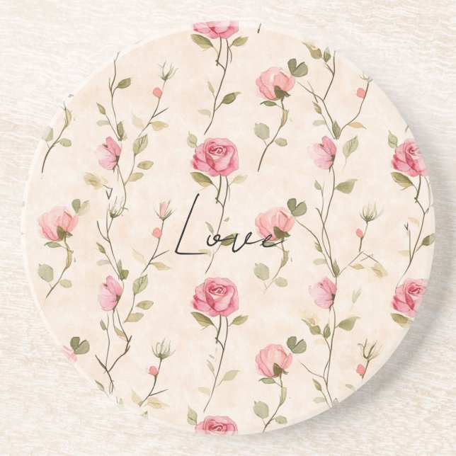 Pretty Pink Cream Roses Floral Bridal Shower Getränkeuntersetzer (Vorne)