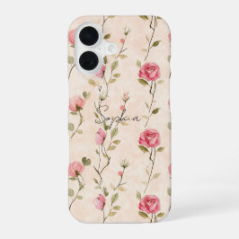 Pretty Pink Cream Roses Floral iPhone 16 Hülle