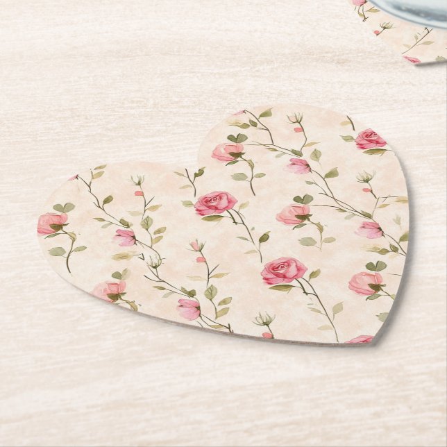 Pretty Pink Cream Roses Floral Wedding  Untersetzer (angewinkelt)