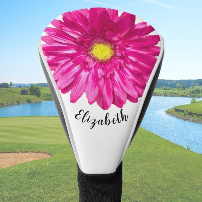 Pretty pink daisy flower custom name womens golf headcover (Von Creator hochgeladen)