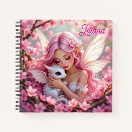Pretty Pink Elven Fairy & Dragon Personalized Notizbuch