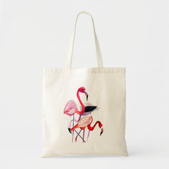 Pretty pink flamingo on blue tragetasche (Vorne)