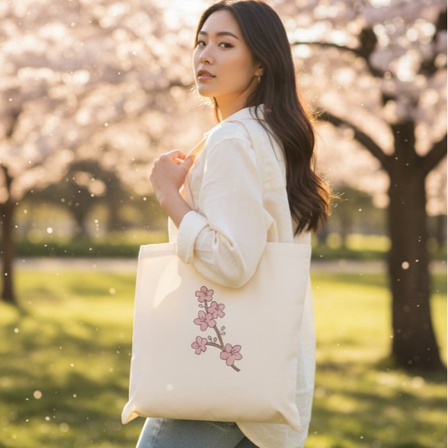Pretty Pink Floral Branch Spring Blossom Tote Bag Tragetasche (Von Creator hochgeladen)