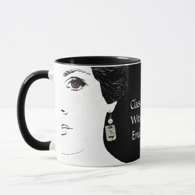 Pretty pink floral fashion girl face femme mug tasse (Links)