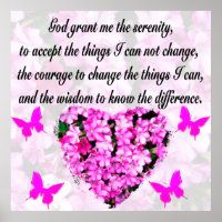 PRETTY PINK FLORAL SERENITY PRAYER