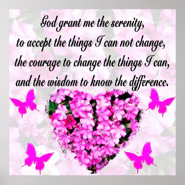 PRETTY PINK FLORAL SERENITY PRAYER POSTER (Vorne)