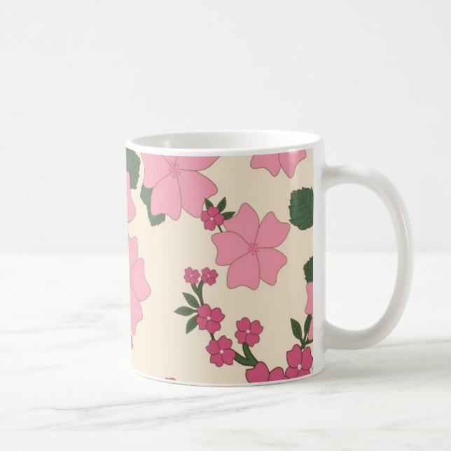 Pretty Pink Flower Pattern Kaffeetasse (Rechts)