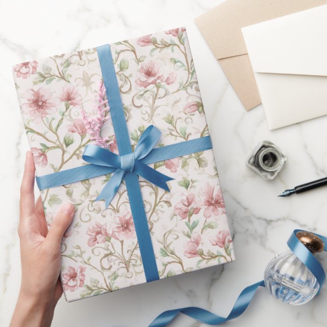 Pretty Pink Flowers Bridal Shower Geschenkpapier (Schenken)