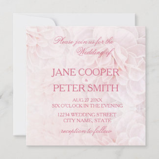 Pretty pink flowers Budget Wedding Invitation