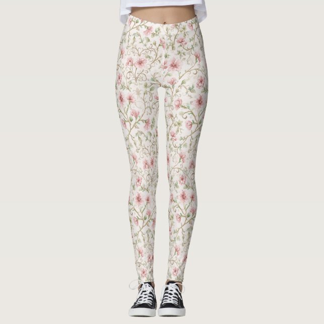 Pretty Pink Flowers Leggings (Vorderseite)