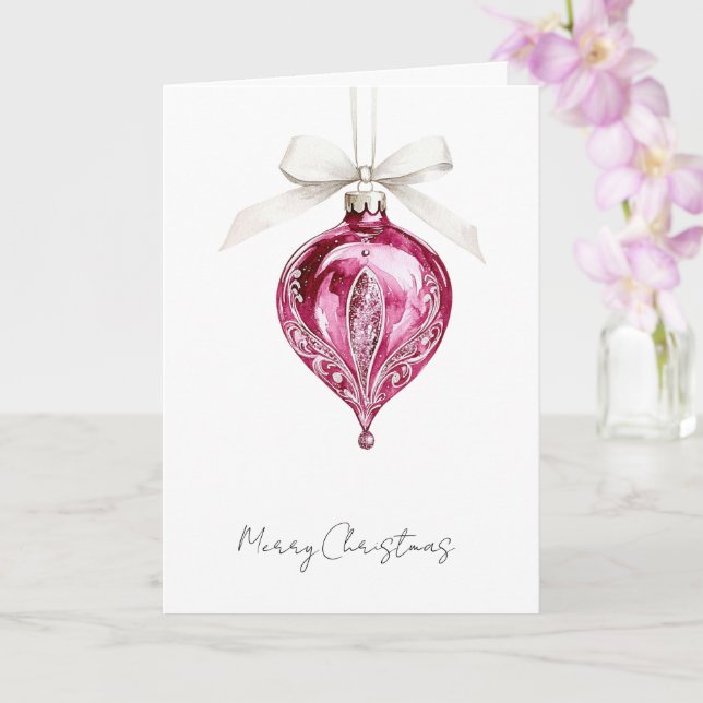 Pretty Pink Glam Christmas Ornament Karte (Orchidee)