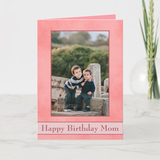 Pretty Pink Happy Birthday Mom Foto Karte (Vorderseite)
