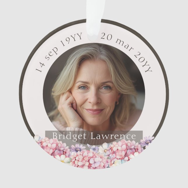 Pretty Pink Hydrangea Remembrance Memorial Ornament (Vorderseite)