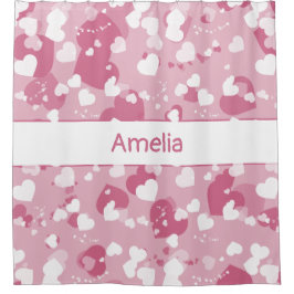 Pretty Pink Love Heart Personalized Duschvorhang