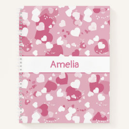 Pretty Pink Love Heart Personalized Notizbuch