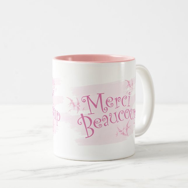 Pretty Pink "Merci Beaucoup" Thank You Gift Mug (Devant droit)