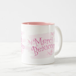 Pretty Pink "Merci Beaucoup" Thank You Gift Mug Zweifarbige Tasse