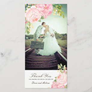 Pretty Pink PeoniesMerci Carte photo (4x8)