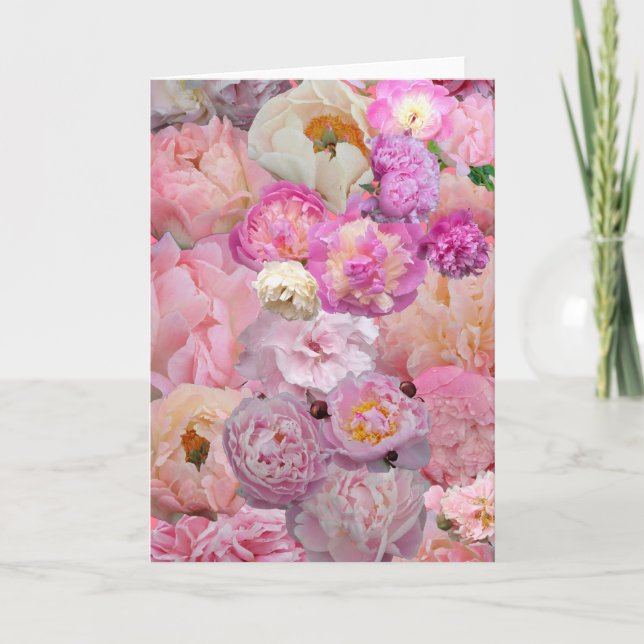 Pretty Pink Peony Collage  Karte (Vorderseite)