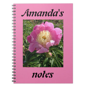 Pretty Pink Peony Photo Carnet personnalisé