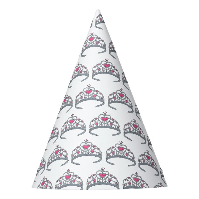 Pretty Pink Princess Tiara Birthday Party Girl Partyhütchen (Vorderseite)