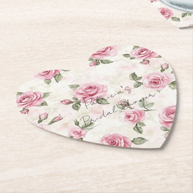 Pretty Pink Roses Bridal Shower Untersetzer (angewinkelt)