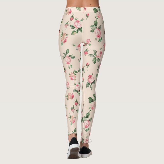 Pretty Pink Roses Floral Leggings (Rückseite)