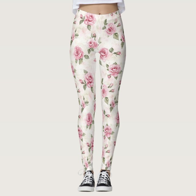 Pretty Pink Roses Leggings (Vorderseite)