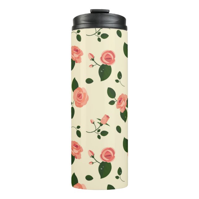 Pretty Pink Roses Pastel Pink Pattern Thermosbecher (Vorderseite)