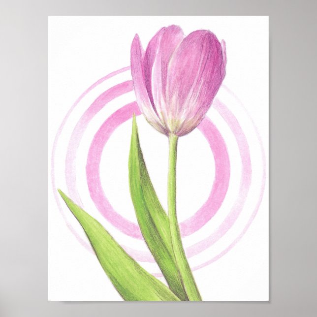 Pretty Pink Tulip Spring Elegant flower Floral art Poster (Vorne)